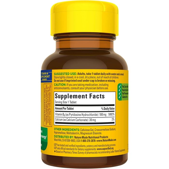 Nature Made Vitamin B6 100mg 100 Tablets Dietary Supplement