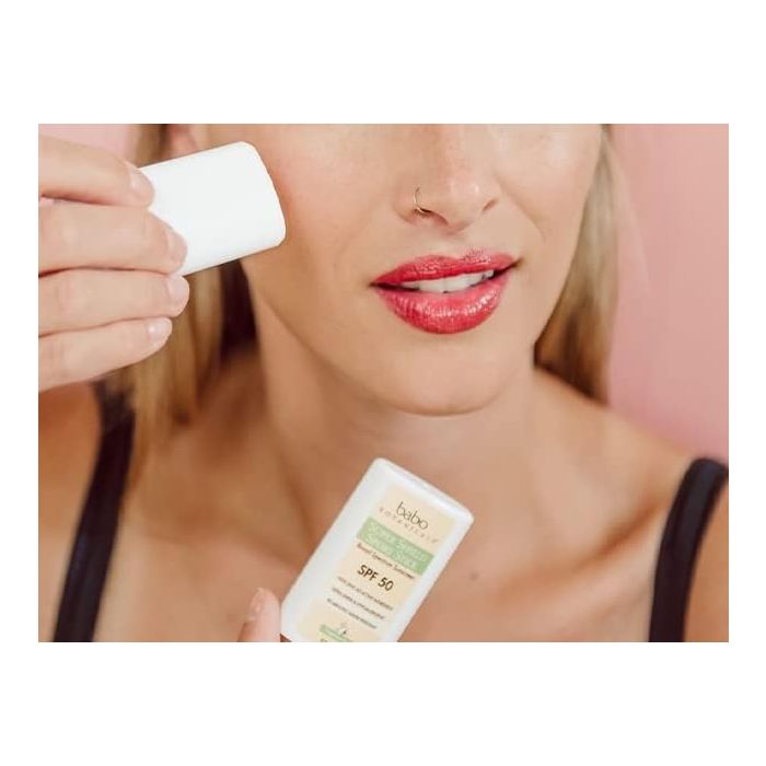 Close-up of ingredient label for Babo Botanicals Super Shield Mineral Sport Stick