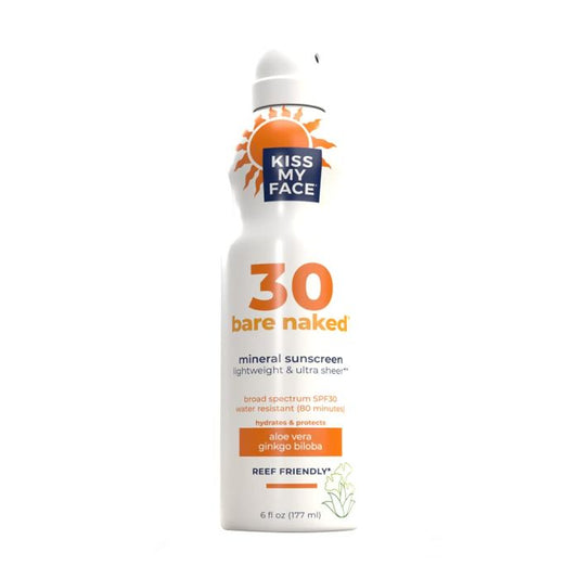 Bare Naked Mineral Sunscreen Spray SPF 30 Kiss My Face 6 Oz Vegan