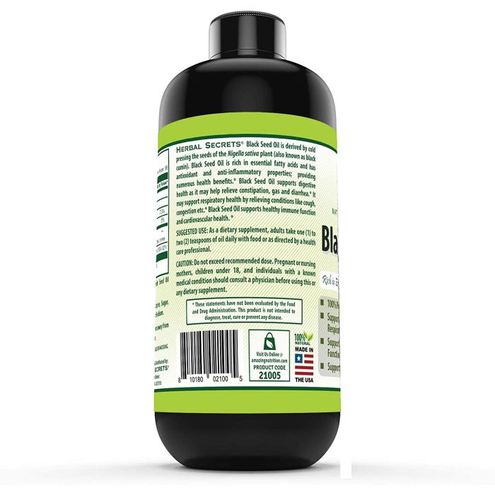 Herbal Secrets Black Seed Oil 16 Oz Cold Pressed Respiratory Health