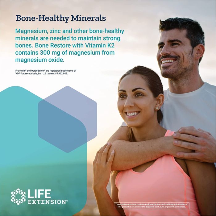 Life Extension Bone Restore Vitamin K2 120 Caps Superior Calcium
