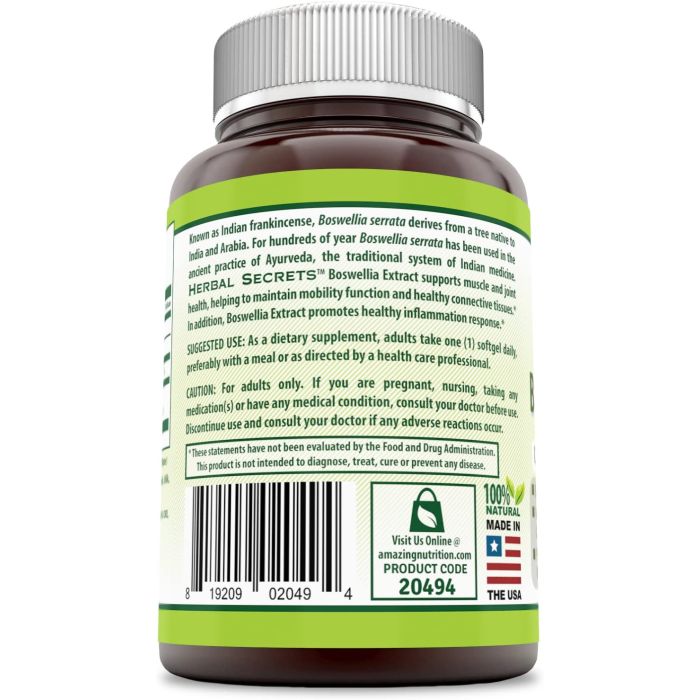 Herbal Secrets Boswellia Extract 600 mg 120 Caps Joint Health Support