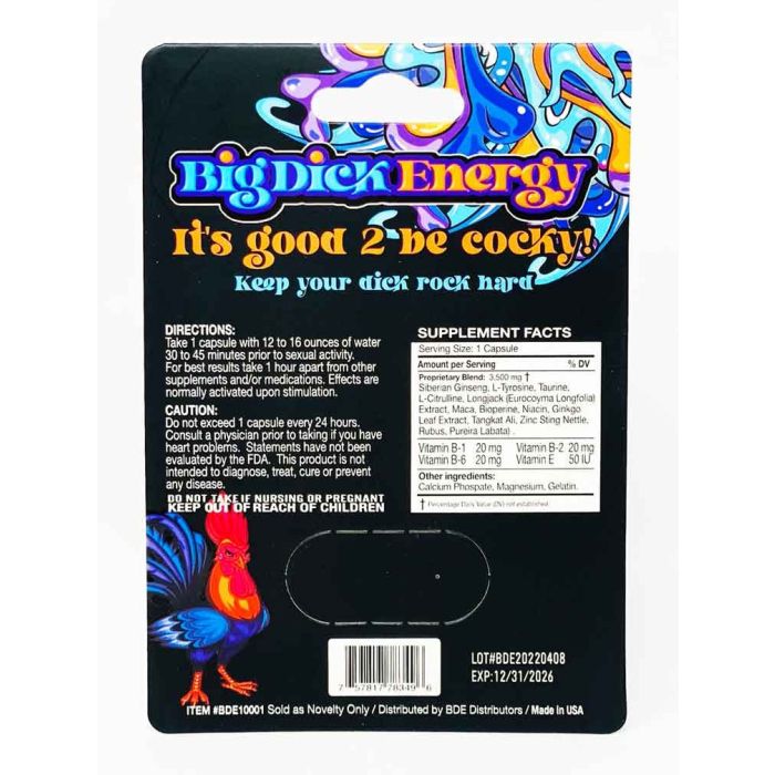 Big Dick Energy Male Enhancement Black Pill bottle – male performance and stamina support.