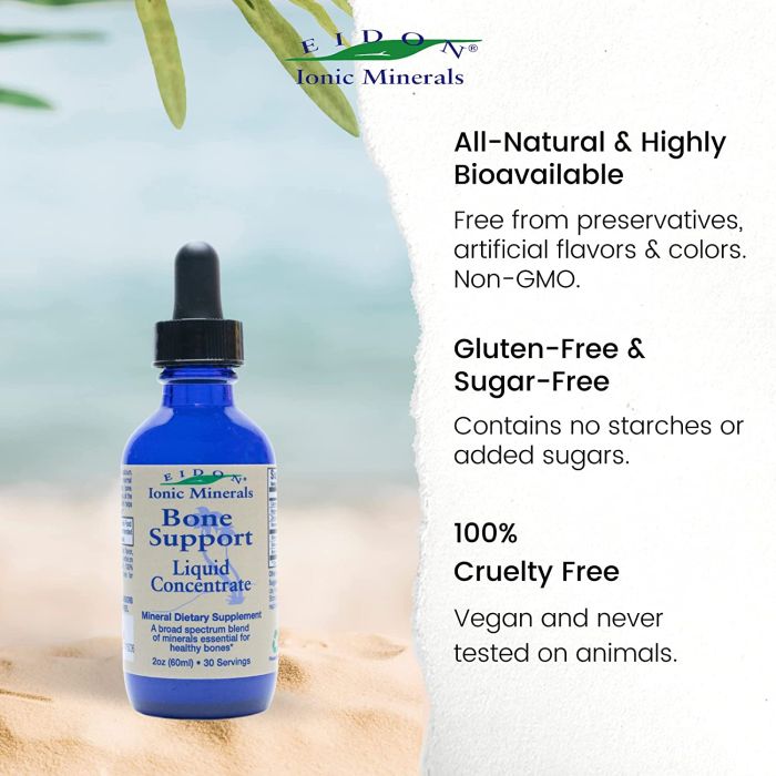 "Eidon Bone Support Liquid Concentrate 2 oz – vegan mineral drops for bone strength and joint flexibility"