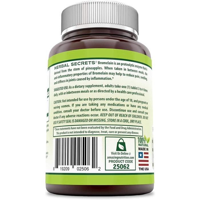 Herbal Secrets Bromelain 500 Mg 120 Tablets Proteolytic Enzyme