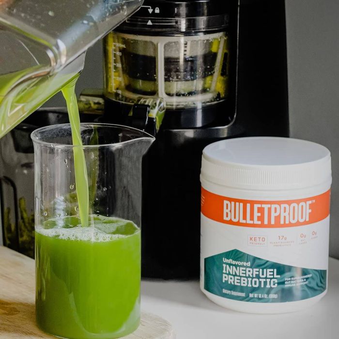 Scoop of Bulletproof InnerFuel Prebiotic fiber powder