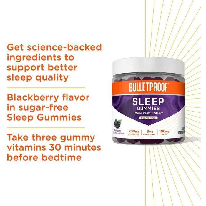 Jar of Bulletproof Sleep Gummies with natural ingredients