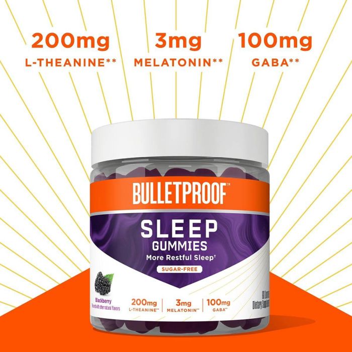 Bulletproof Sleep Gummies 60 Sugar Free Blackberry Flavor Supplement