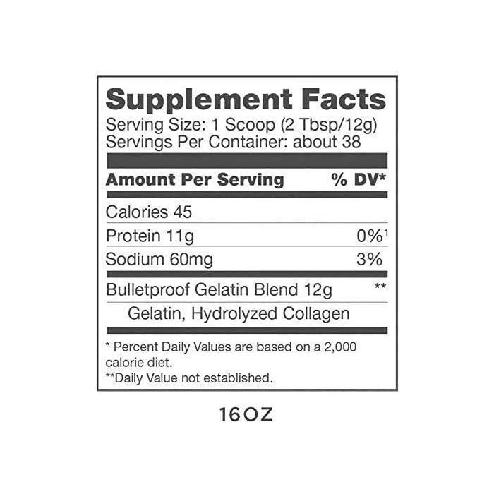 Scoop of Bulletproof Collagelatin powder next to tub