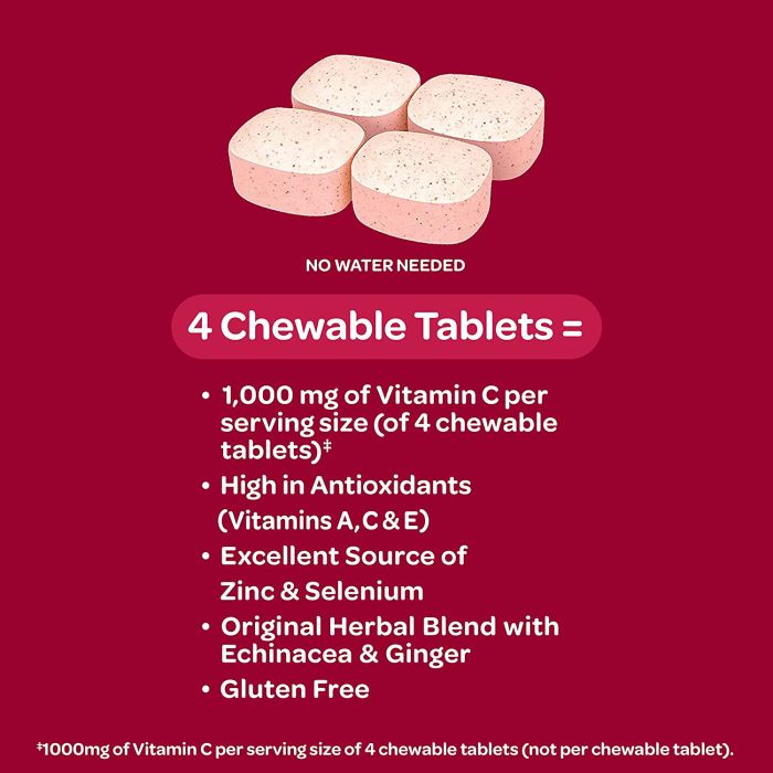 Airborne 1000mg Vitamin C 64 Chewable Tablets Immune System Support