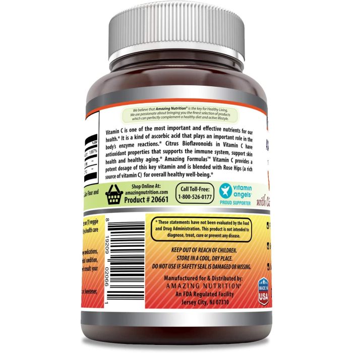 Amazing Formulas Vitamin C Citrus Bioflavonoids Rose Hips 250 VCaps