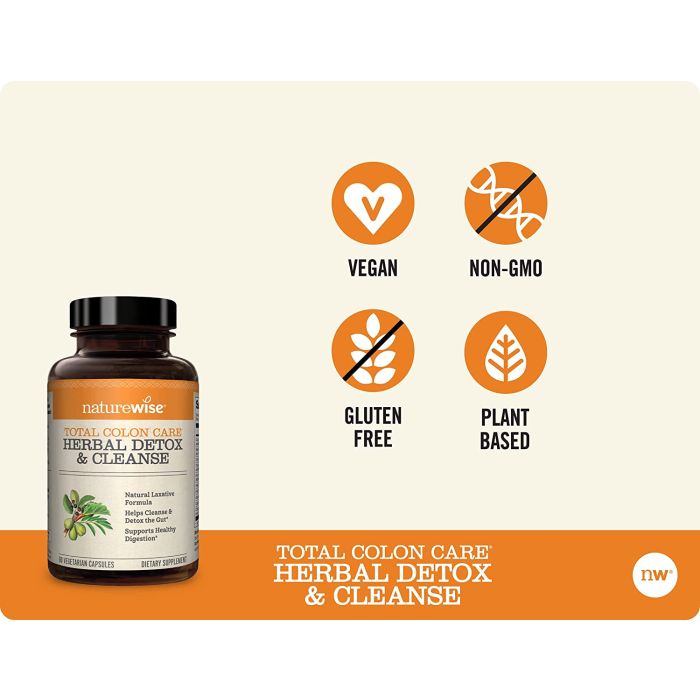NatureWise Herbal Detox Cleanse Total Colon Care Supplement 60 Caps