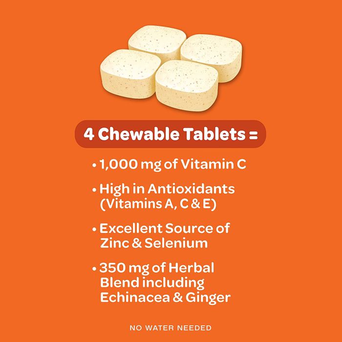 Airborne 1000mg Vitamin C 64 Chewable Tablets Immune System Support