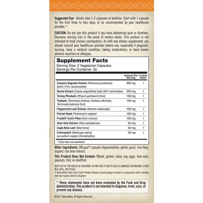 NatureWise Herbal Detox Cleanse Total Colon Care Supplement 60 Caps