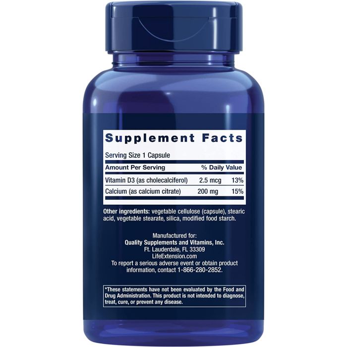 Life Extension Calcium Citrate with Vitamin D 200 Caps Bone Health