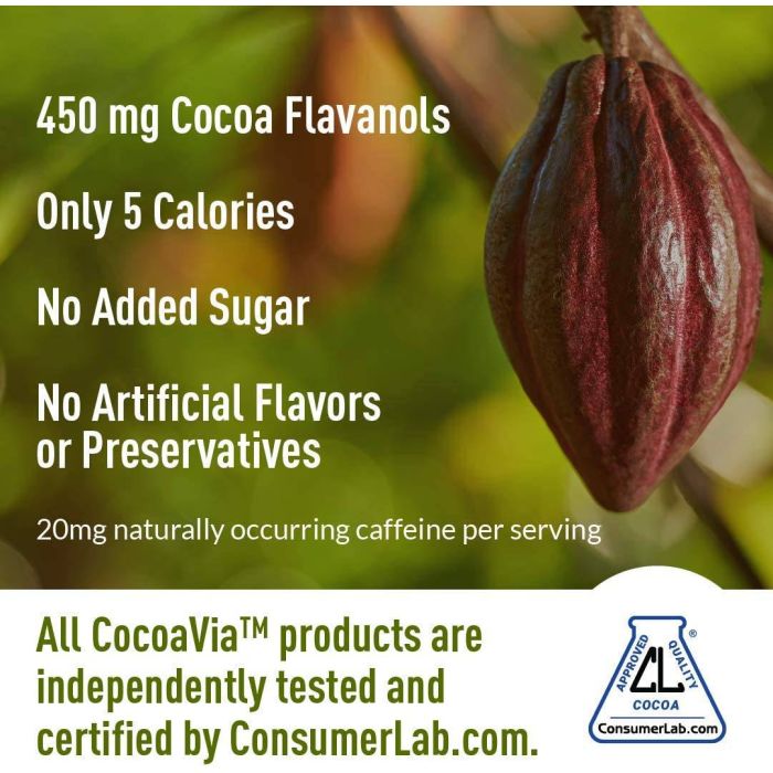 Cocoa Via Heart and Brain Daily Supplement – supports brain and heart health with Cocoa Extract, 60 vegan capsules.