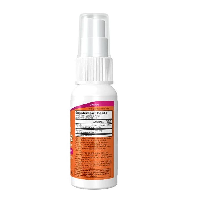 NOW Vitamin D3 K2 Liposomal Spray 4 Oz Bone Health Support