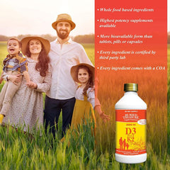 Liquid Vitamin D3 Plus K2 2000 IU 16 Fl Oz Buried Treasure