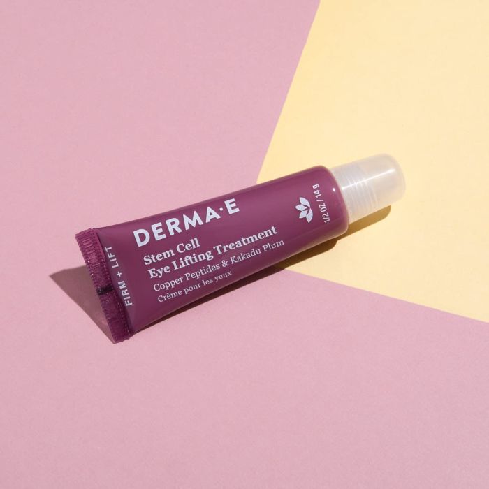 "Vegan eye cream for crow’s feet, puffiness, and fine lines – Derma E 0.5 oz bottle"