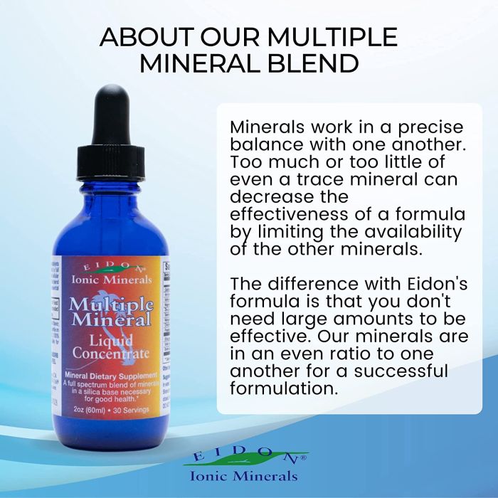 Eidon Multiple Minerals Blend 2 oz bottle – full spectrum liquid mineral supplement for daily wellness