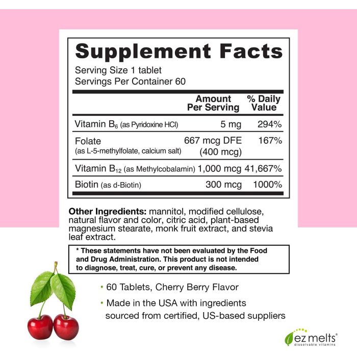 "EZ Melts vegan fast-dissolve tablet dissolving on tongue"