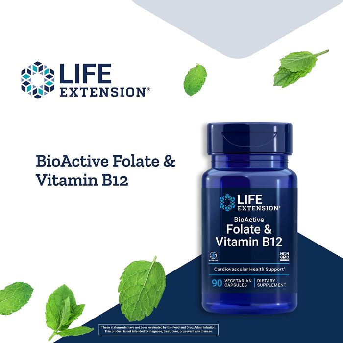 Life Extension BioActive Folate Vitamin B12 90 Vegetarian Caps