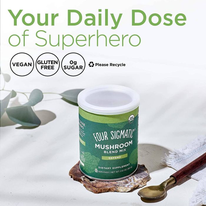 Supplement facts panel of Four Sigmatic Mushroom Blend