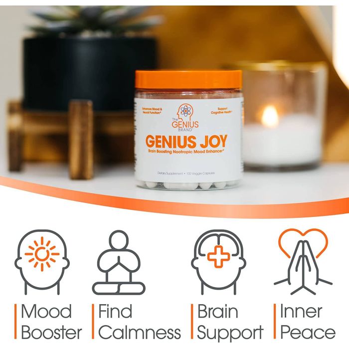 Open Genius Joy bottle with capsules – daily mental clarity supplement