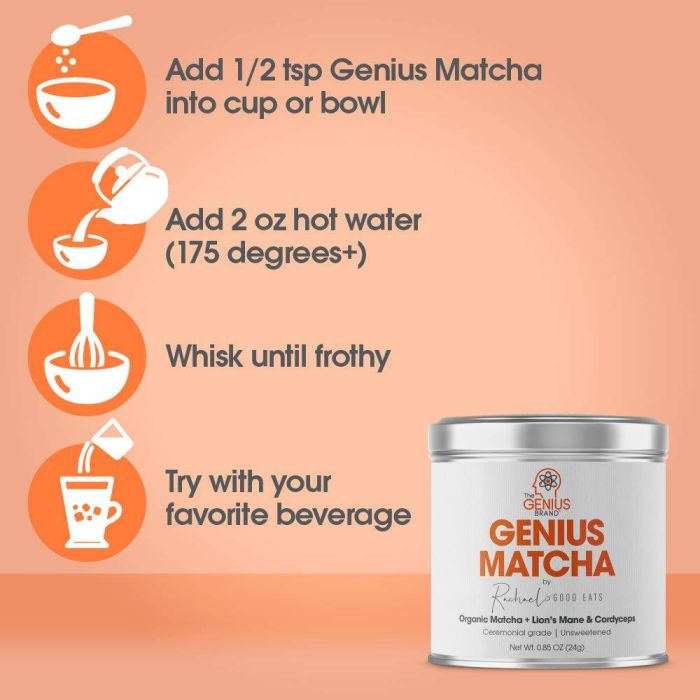 Supplement facts panel from Genius Matcha Powder label