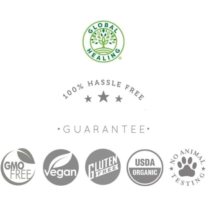 Supplement Facts label for Global Healing Plant-Based Liquid Zinc – 7.5 mg zinc per serving