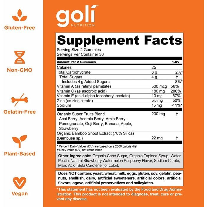 Mixed fruit flavor Goli gummies – vegan, gluten-free, non-GMO formula