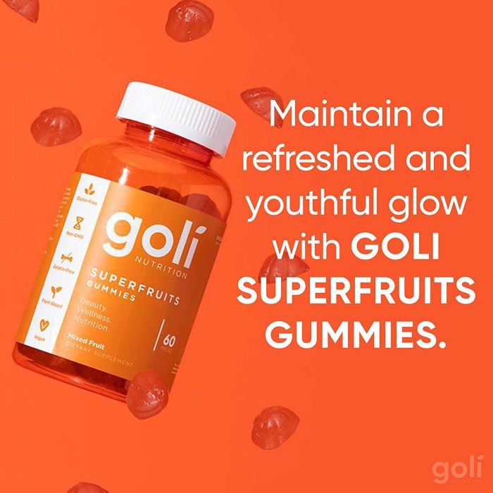 Goli Superfruits supplement facts label – vitamins and antioxidant blend details