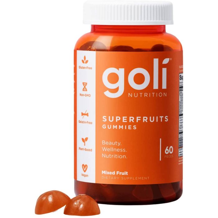 Goli Nutrition superfruits container – contains silica, zinc, and vitamin C