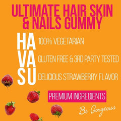 "Strawberry-flavored biotin gummies by Havasu – 5000 mcg per serving"