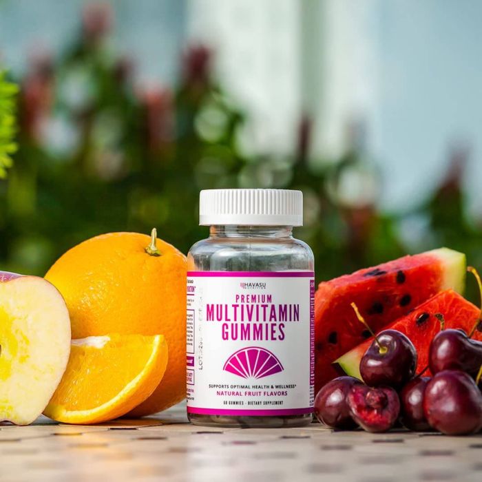 "Supplement facts label for Havasu Nutrition multivitamin gummies – daily nutrients listed per serving"