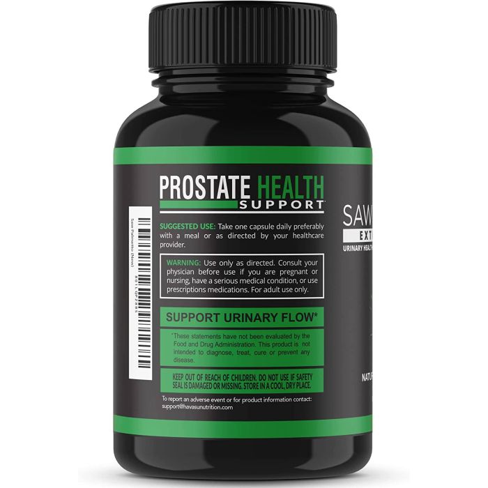 "Front view of Havasu Saw Palmetto – supports urinary flow and blocks DHT naturally"