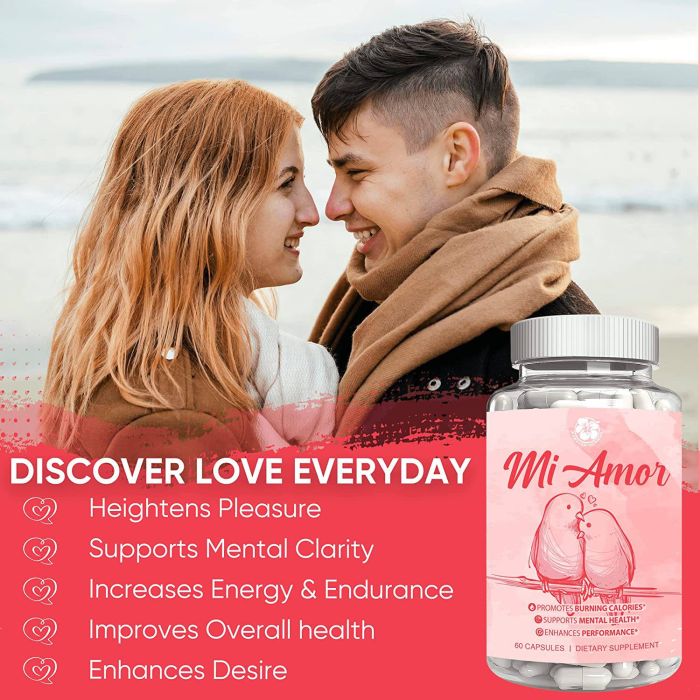 "Front label of Hawaiian Vitamins Mi Amor – energy and drive support formula"