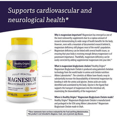 Healthy Origins Magnesium Bisglycinate Chelate bottle – 120 tablets for muscle and sleep support