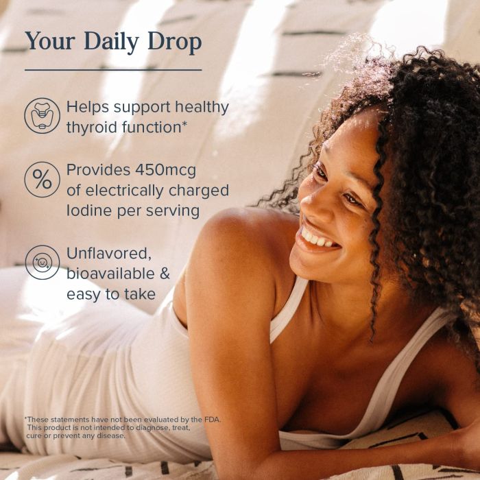 Heritage Store Atomidine 450mcg liquid iodine drops bottle – vegan thyroid support, 2 fl oz