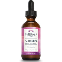 Close-up of Atomidine iodine drops bottle with dropper – liquid iodine supplement for metabolism