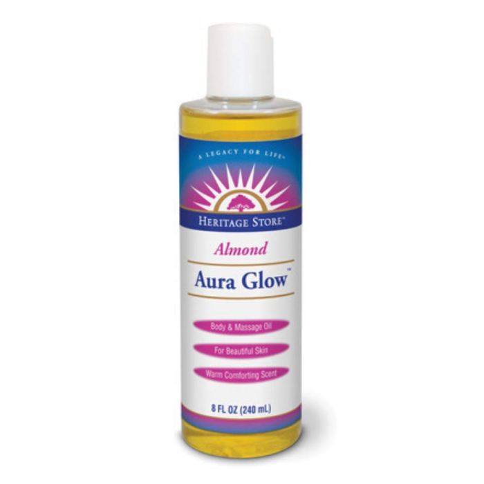 Heritage Store Aura Glow Almond Body Oil 8 Oz All Skin Types