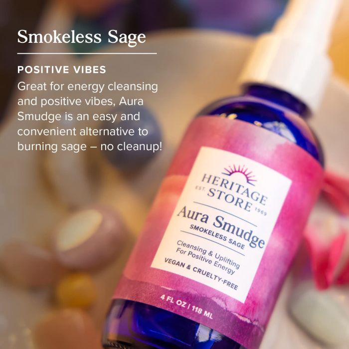 Heritage Store Aura Smudge 4 oz spray bottle – smokeless white sage mist