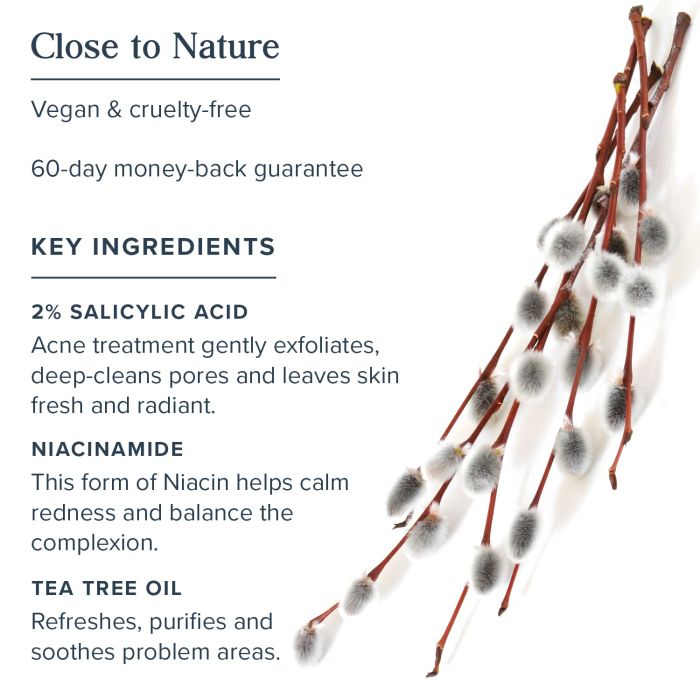 Back label showing directions and ingredients of Heritage Store Blemish Toner