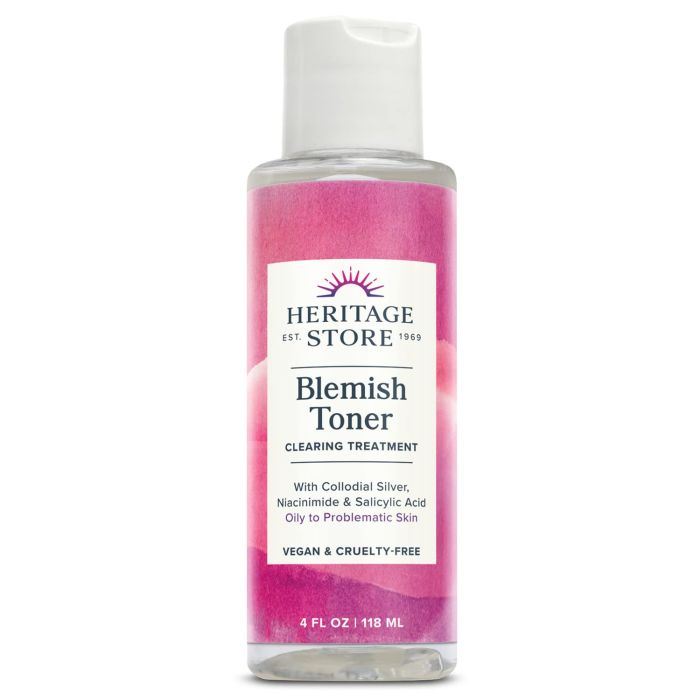 Heritage Store toner with witch hazel and soothing botanicals for blemish control