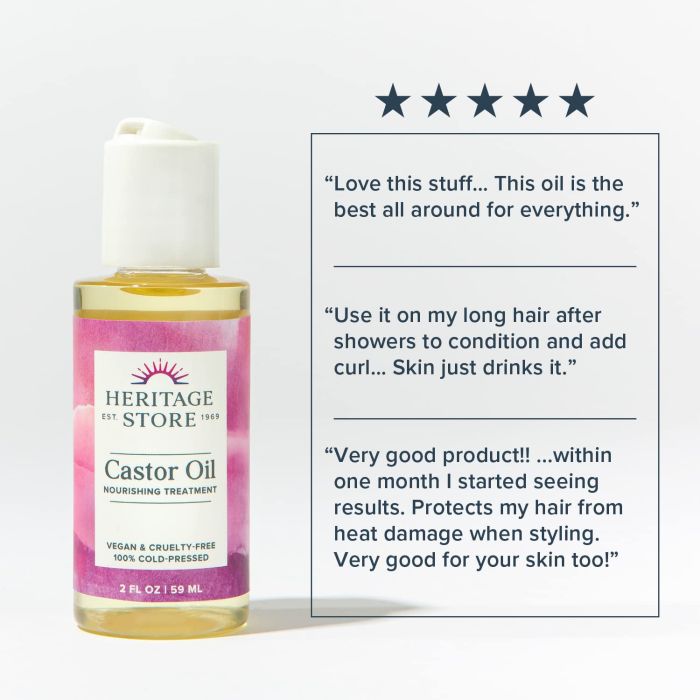 Castor oil bottle on wooden background – 100% vegan and hexane-free formula