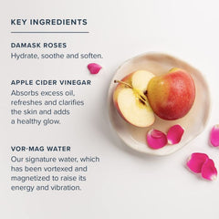 Back label of Heritage Store Rosewater Vinegar Toner showing usage instructions and ingredients