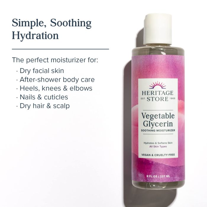 Heritage Store Vegetable Glycerin Soothing Moisturizer 8 oz bottle front view