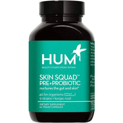 HUM Skin Squad packaging highlighting non-GMO and gluten-free claims