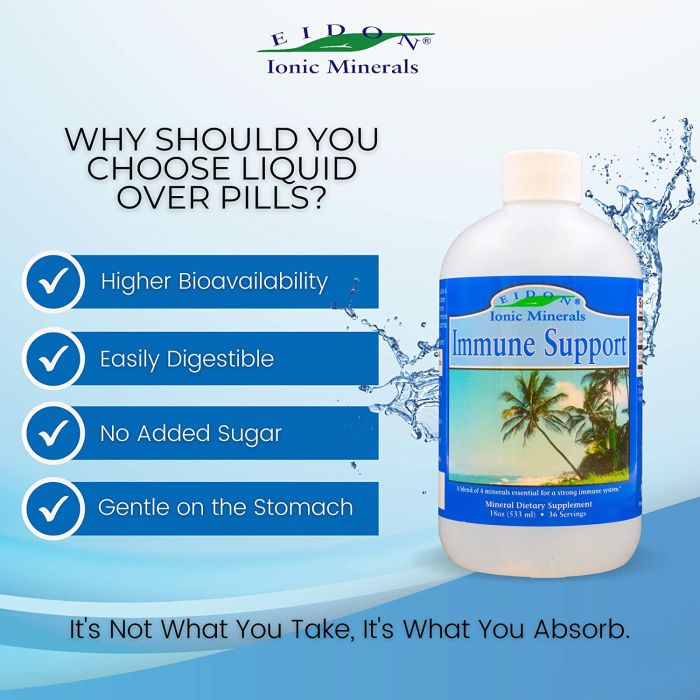 Eidon Immune Support Mineral Blend, daily mineral supplement, made in USA, 18 oz