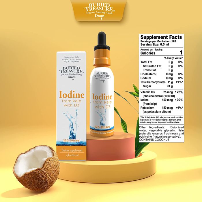 Iodine Drops 120 Doses Immune Health Support Buried Treasure